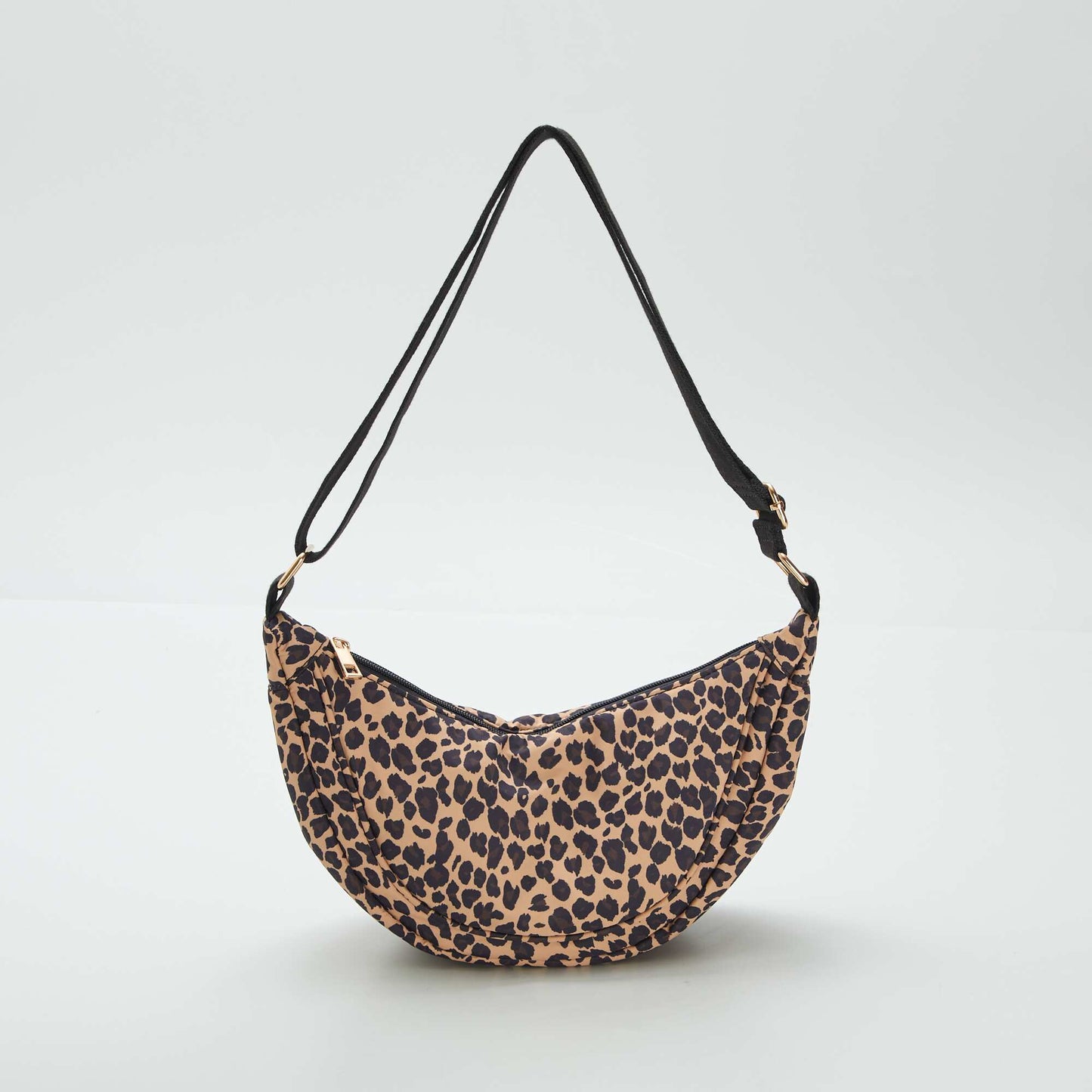 Nylon half-moon bag BROWN