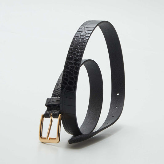 Skinny leopard print belt BLACK