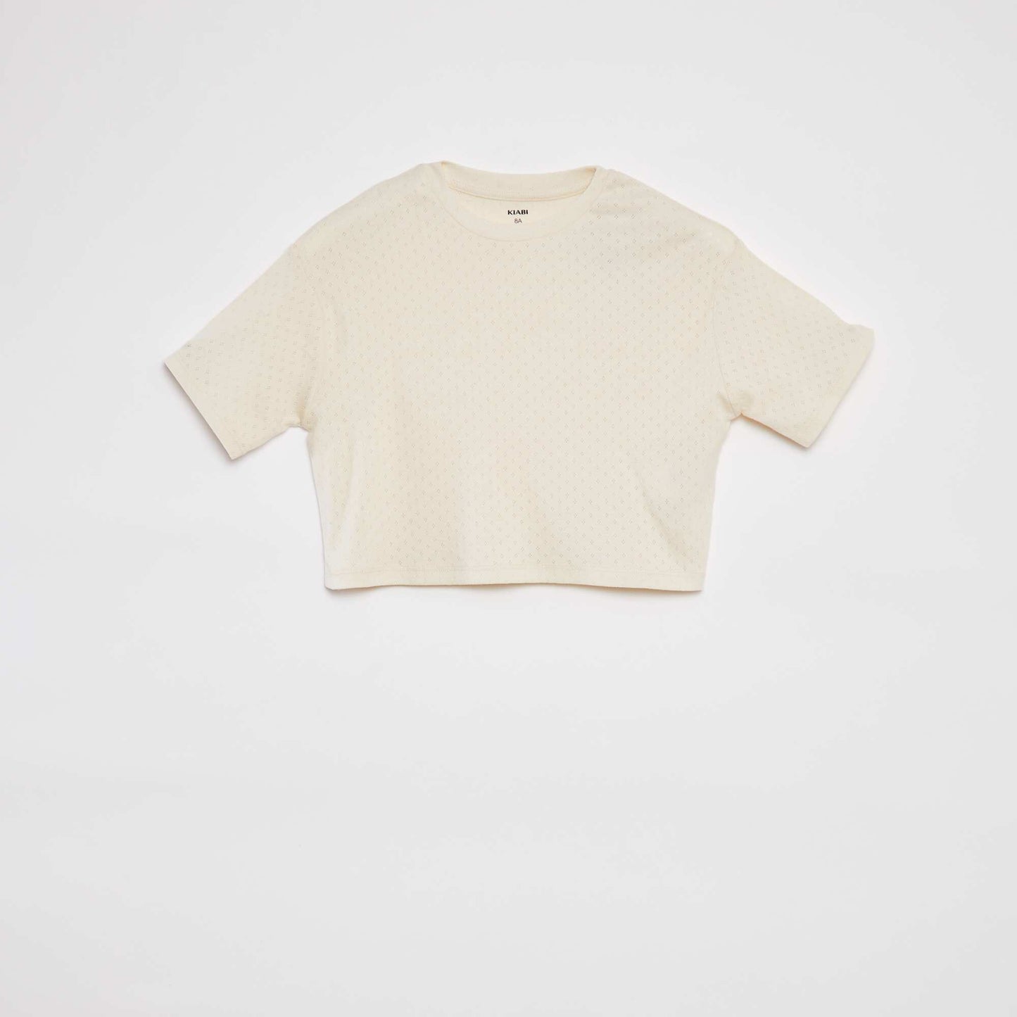 Long pointelle pyjamas with a T-shirt and trousers WHITE