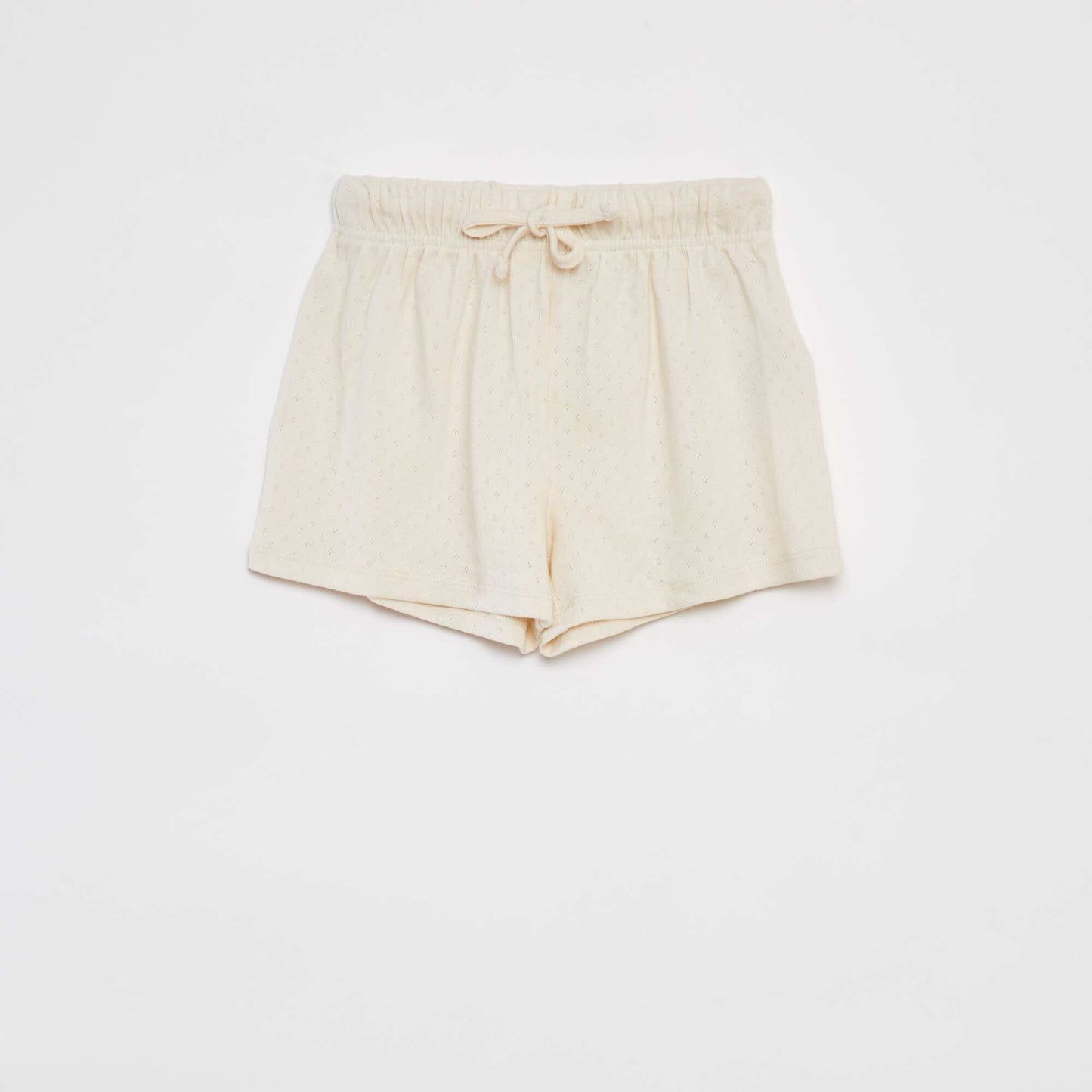 Long pointelle pyjamas with a T-shirt and trousers WHITE