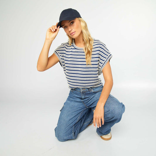 Striped loose-fit T-shirt BLUE