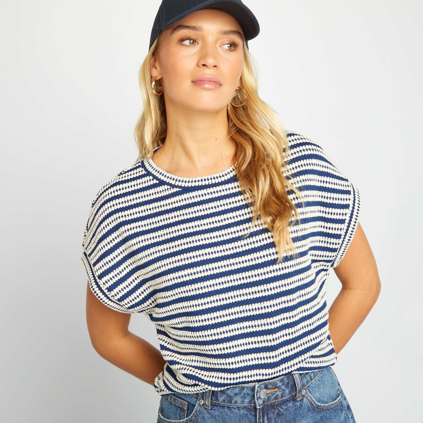 Striped loose-fit T-shirt BLUE