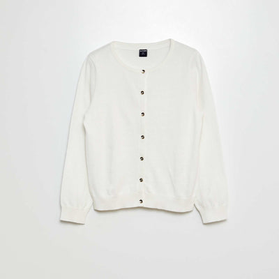 Plain knit cardigan WHITE