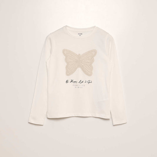 T-shirt with butterfly embroidery WHITE