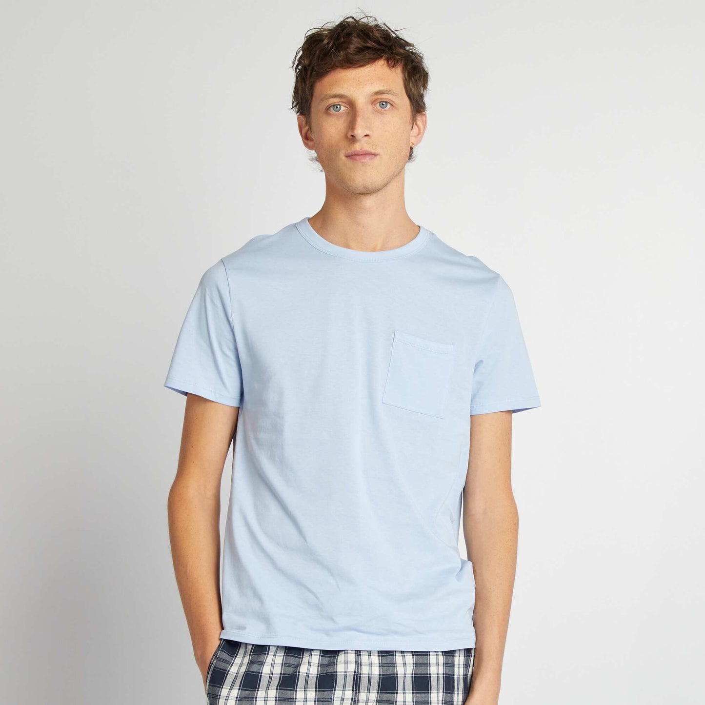 Short poplin pyjamas - 2-piece set BLUE