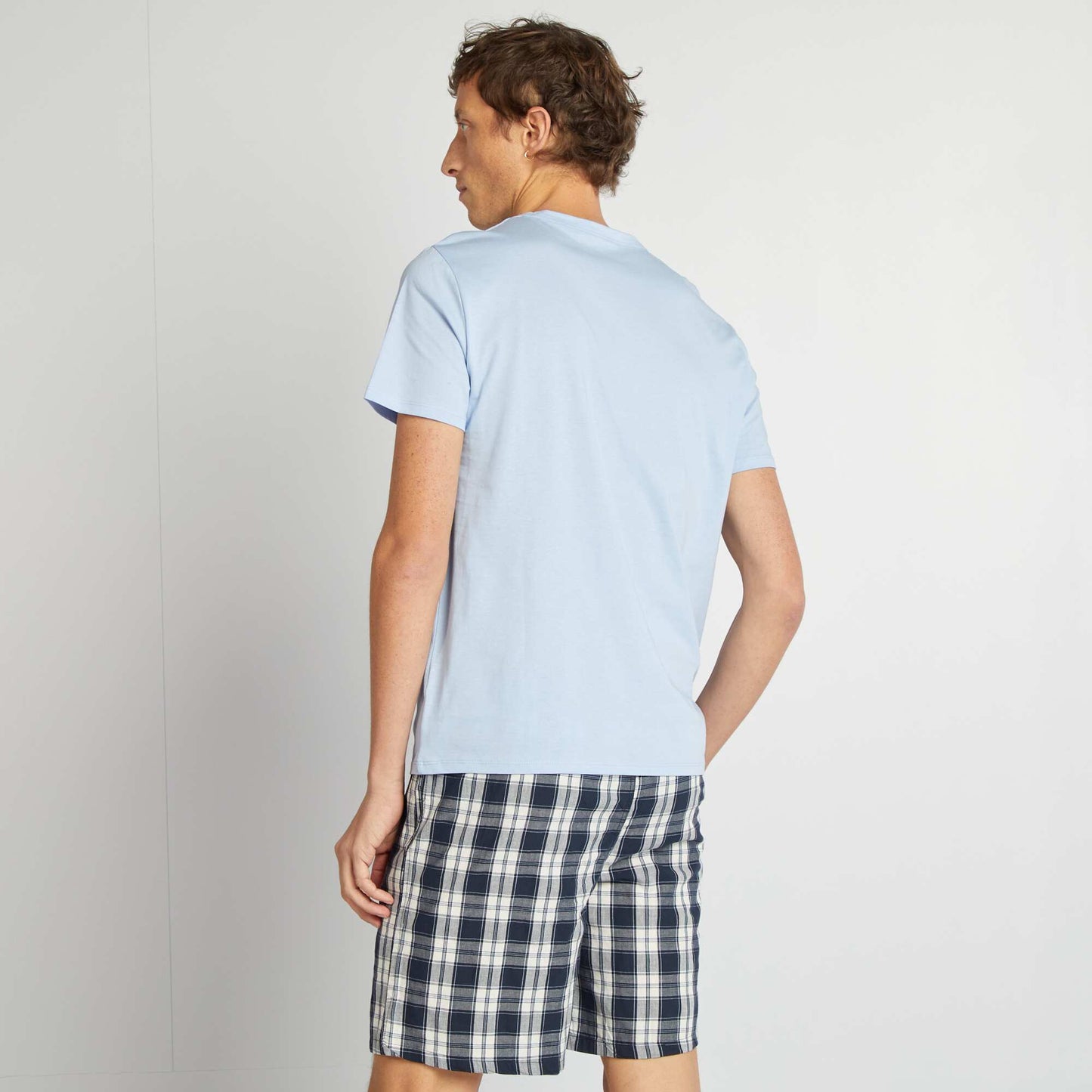 Short poplin pyjamas - 2-piece set BLUE