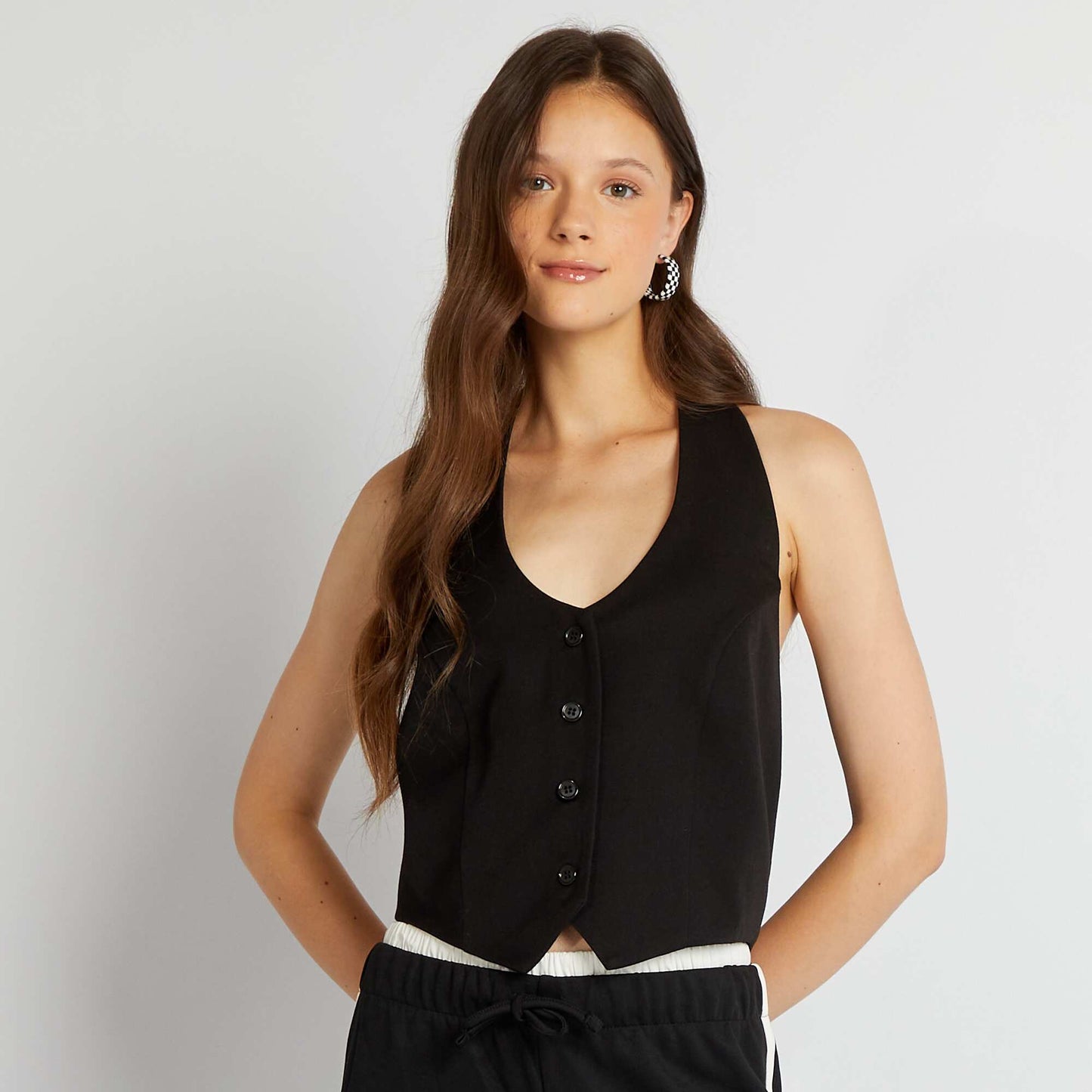 Sleeveless backless top black