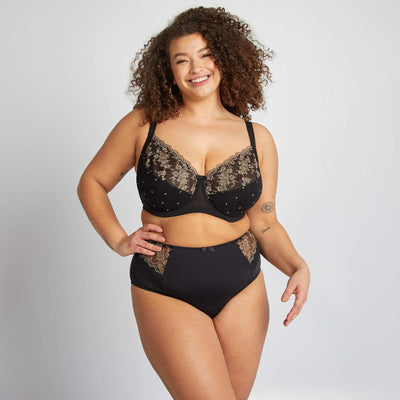 მიკროფიბრის ტრუსები ნაქარგებით შავი