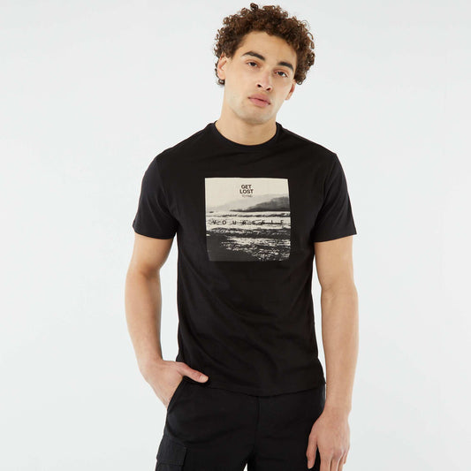 Short-sleeved printed T-shirt BLACK