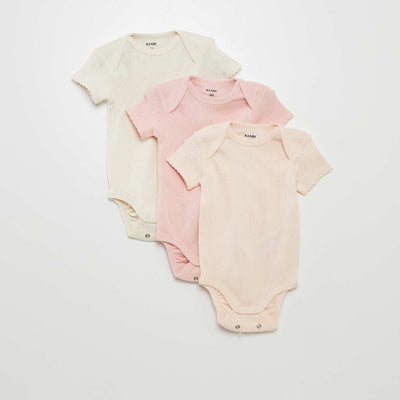 Plain knit bodysuits - Pack of 3 PINK