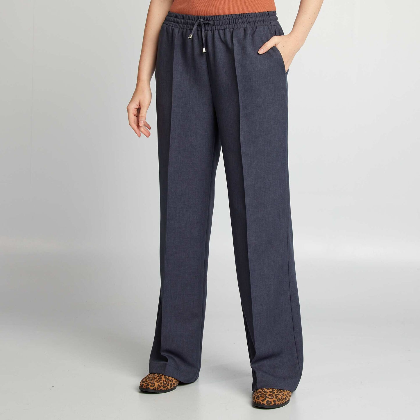 Wide-leg chambray trousers BLUE