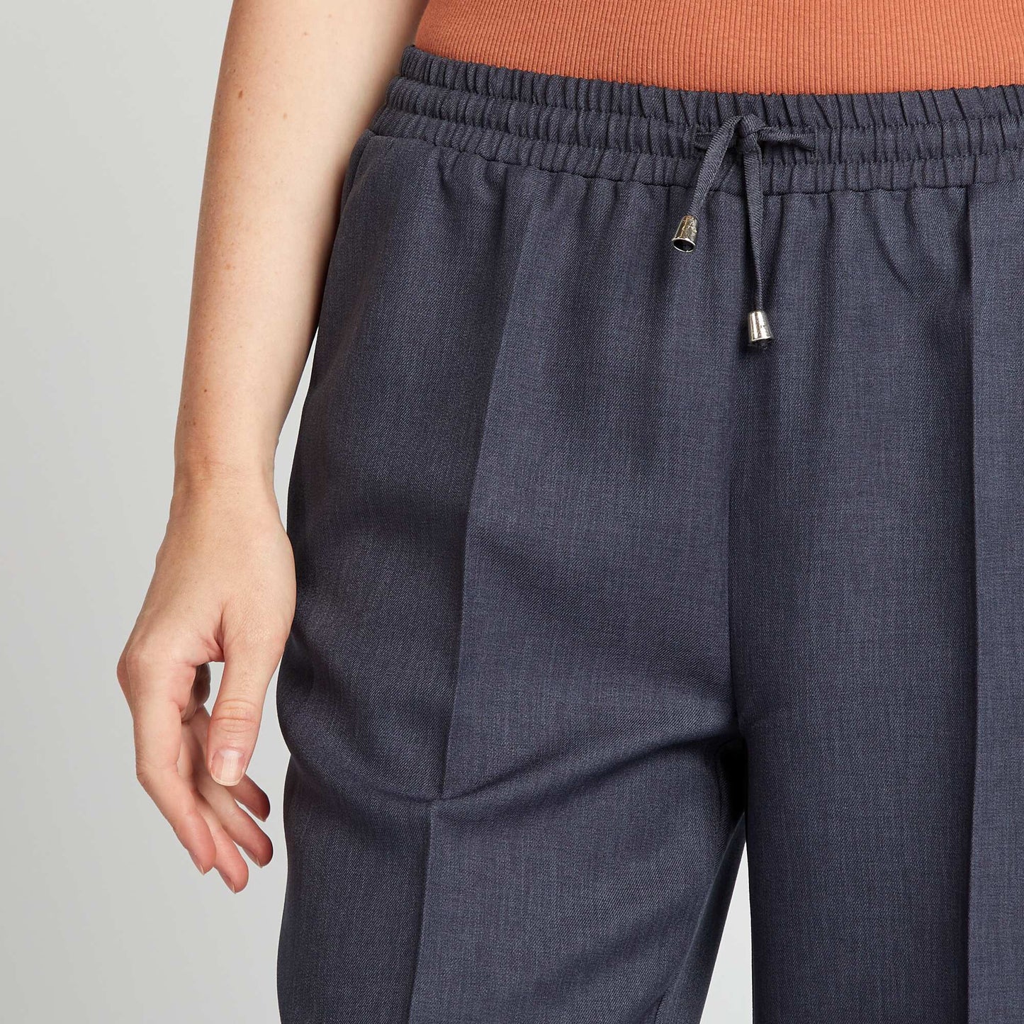 Wide-leg chambray trousers BLUE