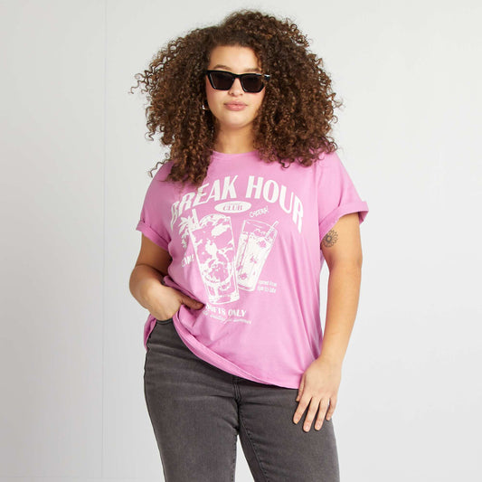 Short-sleeved printed T-shirt PINK