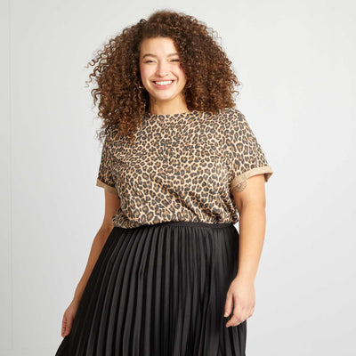 Short-sleeved printed T-shirt BEIGE