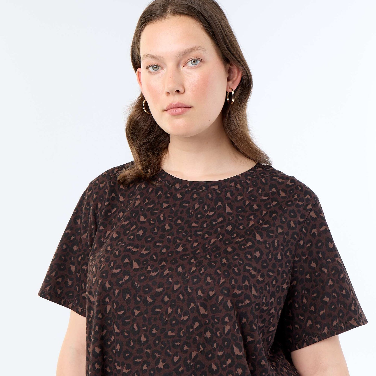 Short-sleeved printed T-shirt BROWN
