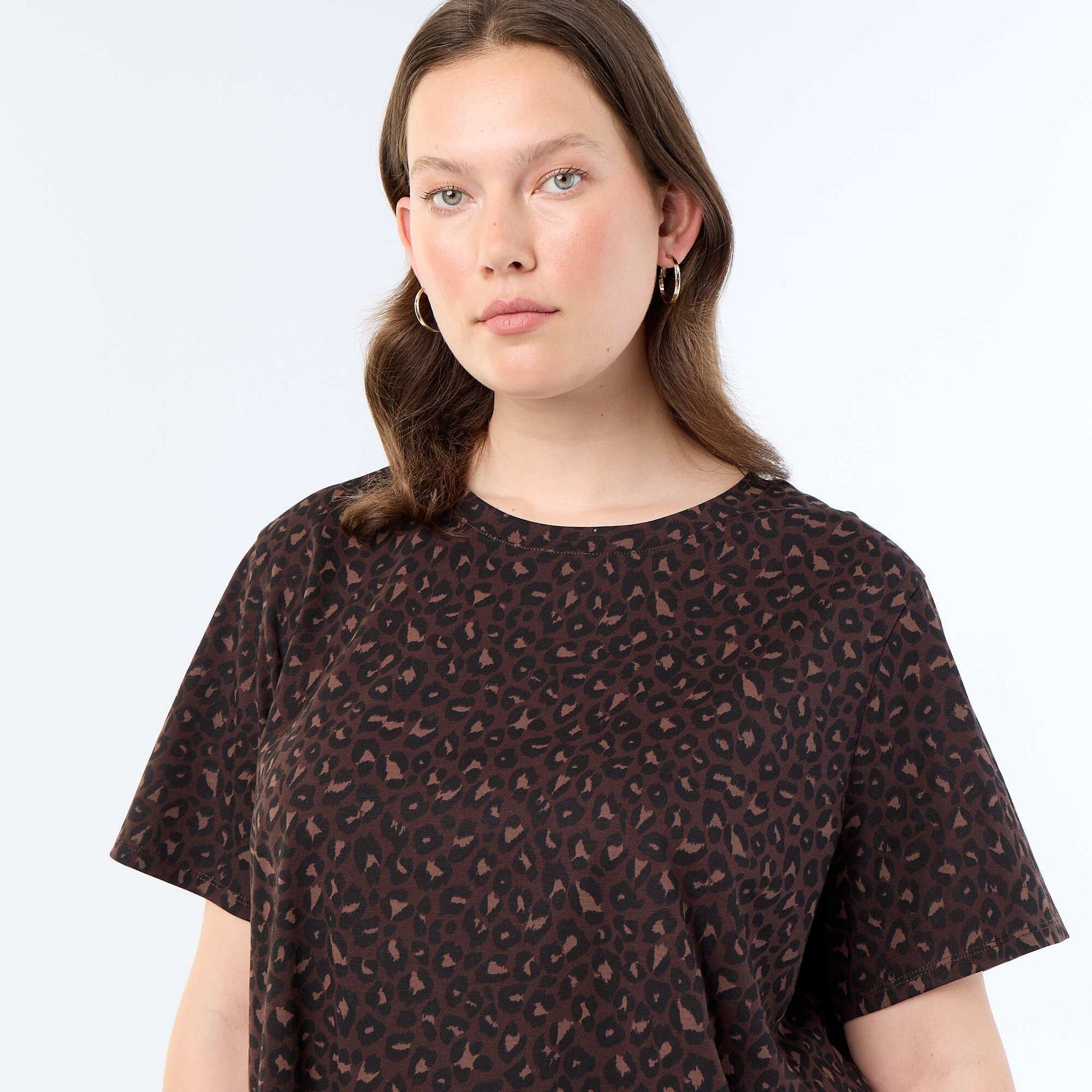Short-sleeved printed T-shirt BROWN