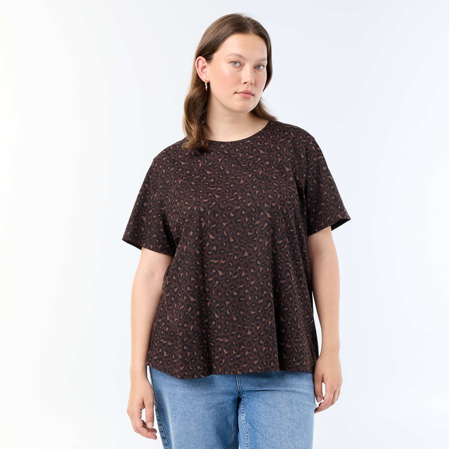 Short-sleeved printed T-shirt BROWN