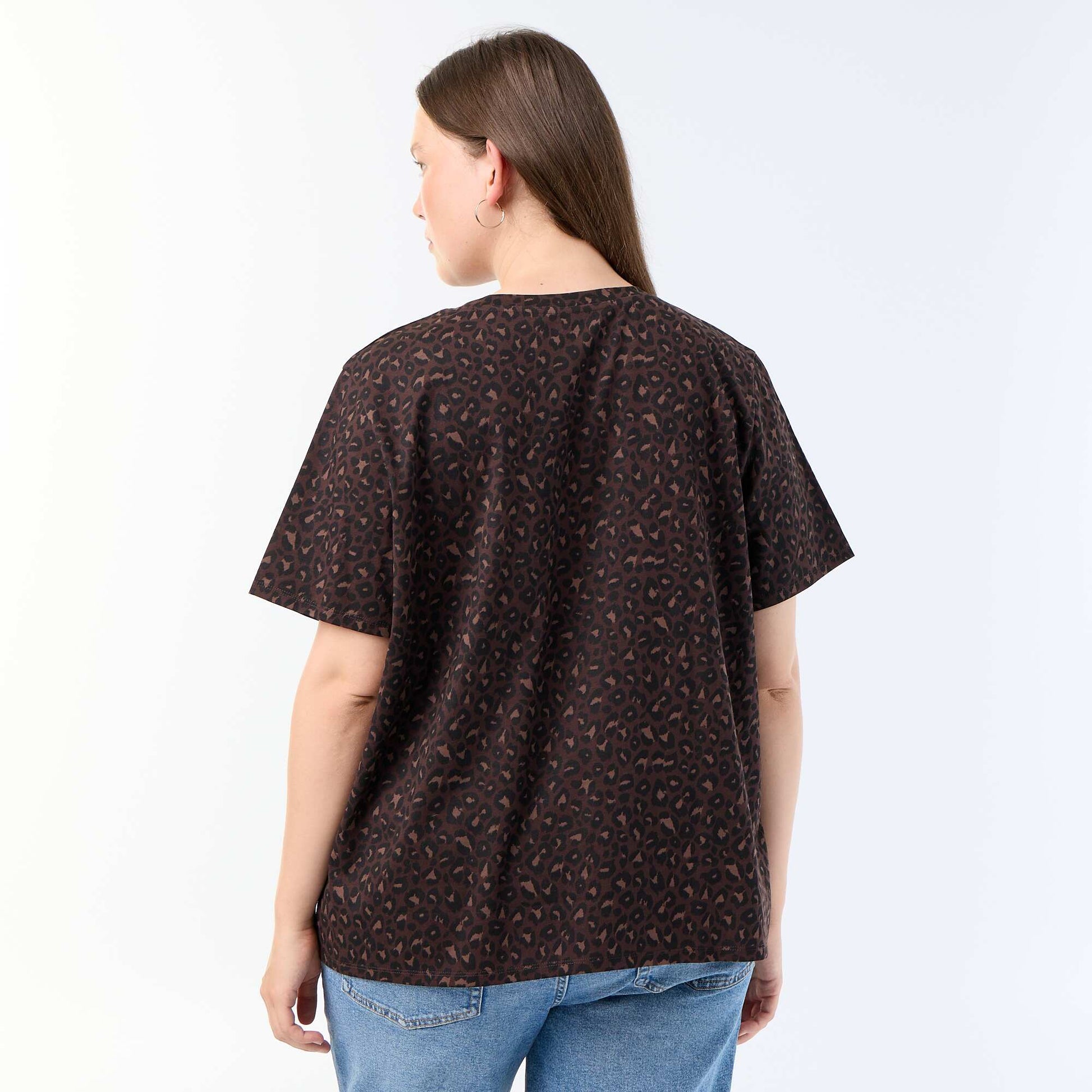 Short-sleeved printed T-shirt BROWN