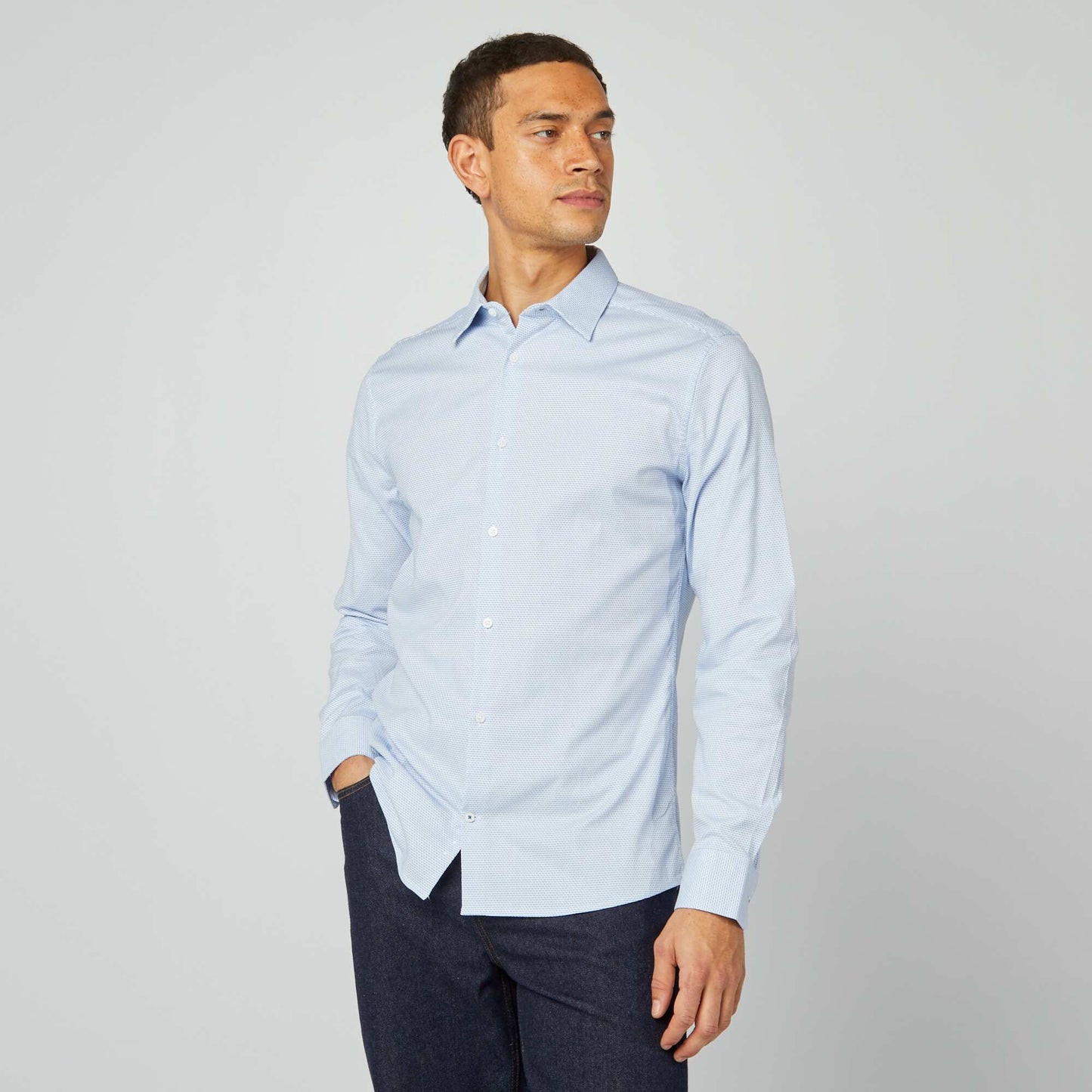 Slim-fit dobby shirt WHITE