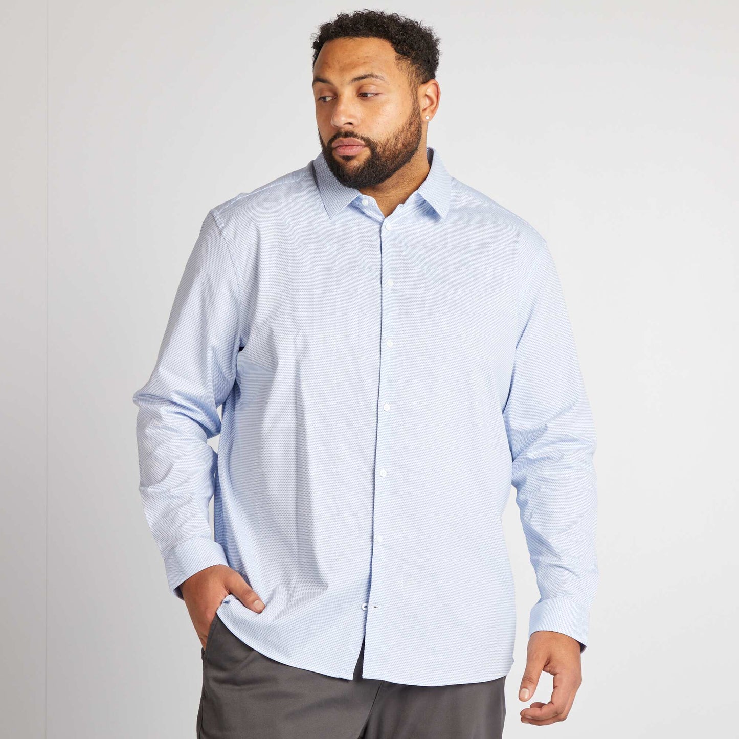 Slim-cut dobby shirt WHITE