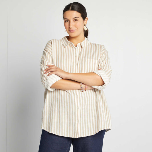 Linen-blend shirt BEIGE