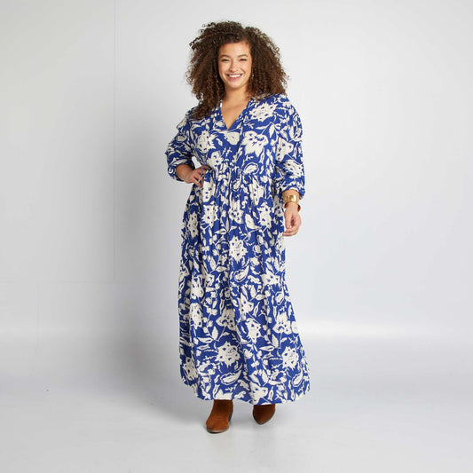 Long patterned dress BLUE