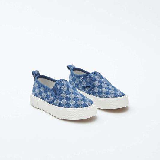 Slip-on check trainers BLUE
