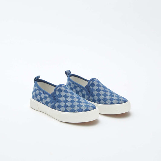 Slip-on check trainers BLUE