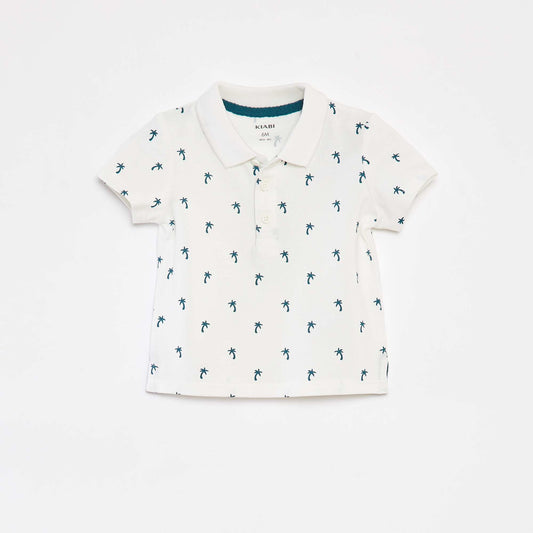 Cotton piqué short-sleeved polo shirt WHITE
