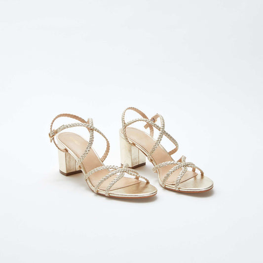 Heeled gold sandals YELLOW