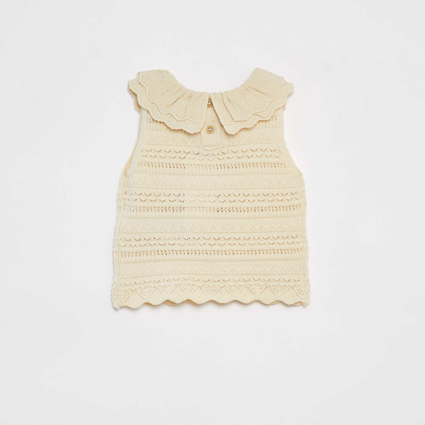 Sleeveless openwork knit jumper WHITE