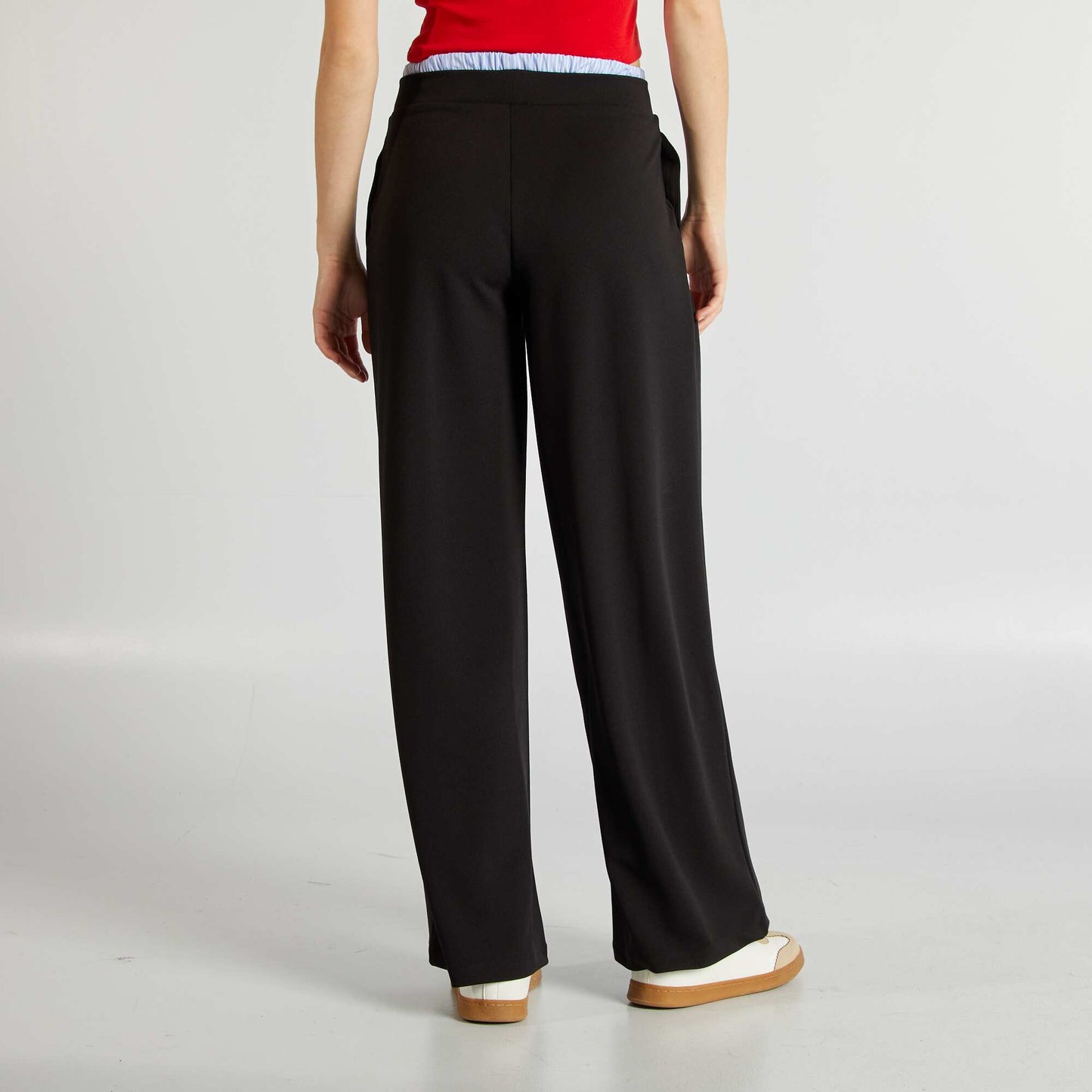 Wide-leg joggers with visible boxer waistband effect BLACK