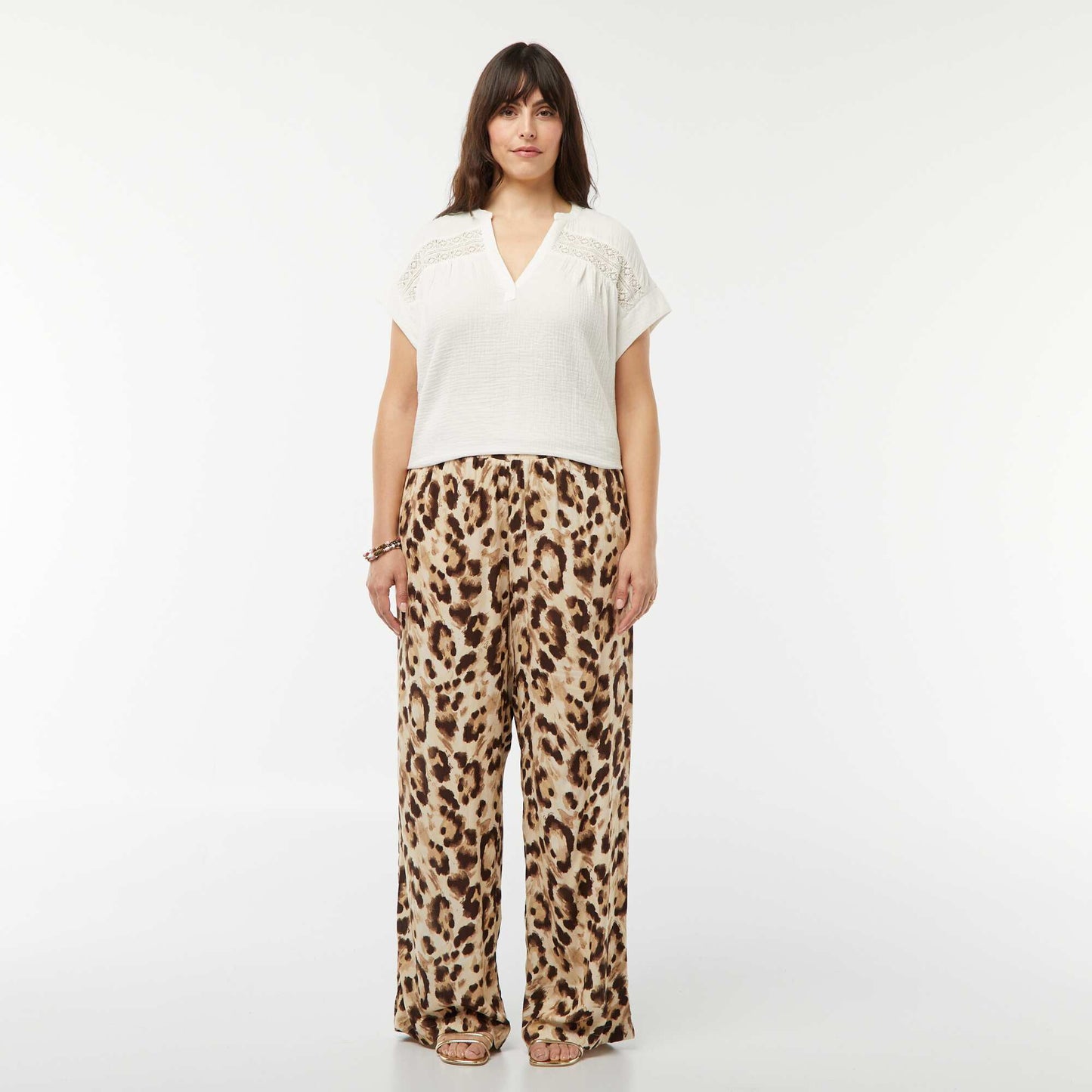 Double cotton gauze blouse WHITE