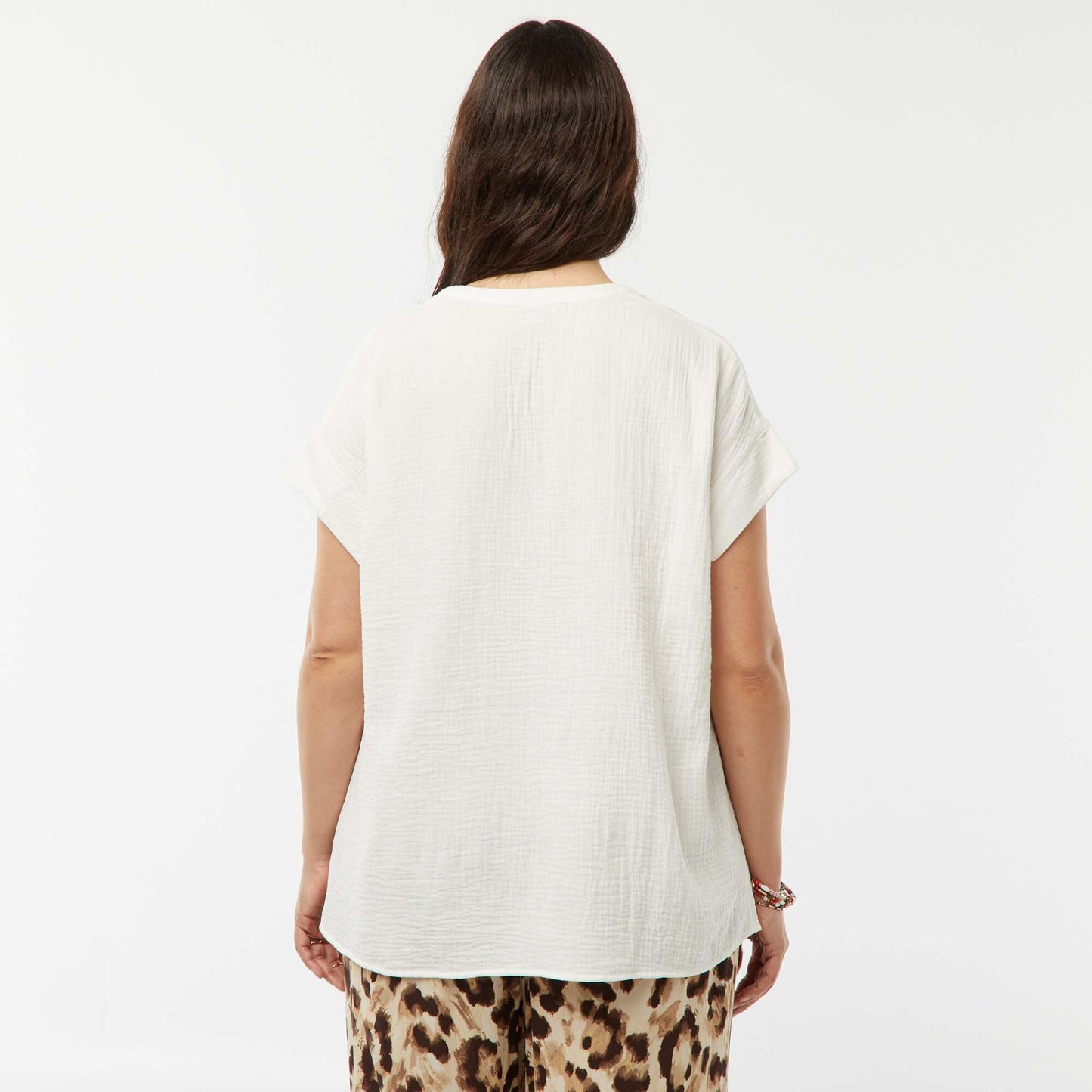 Double cotton gauze blouse WHITE