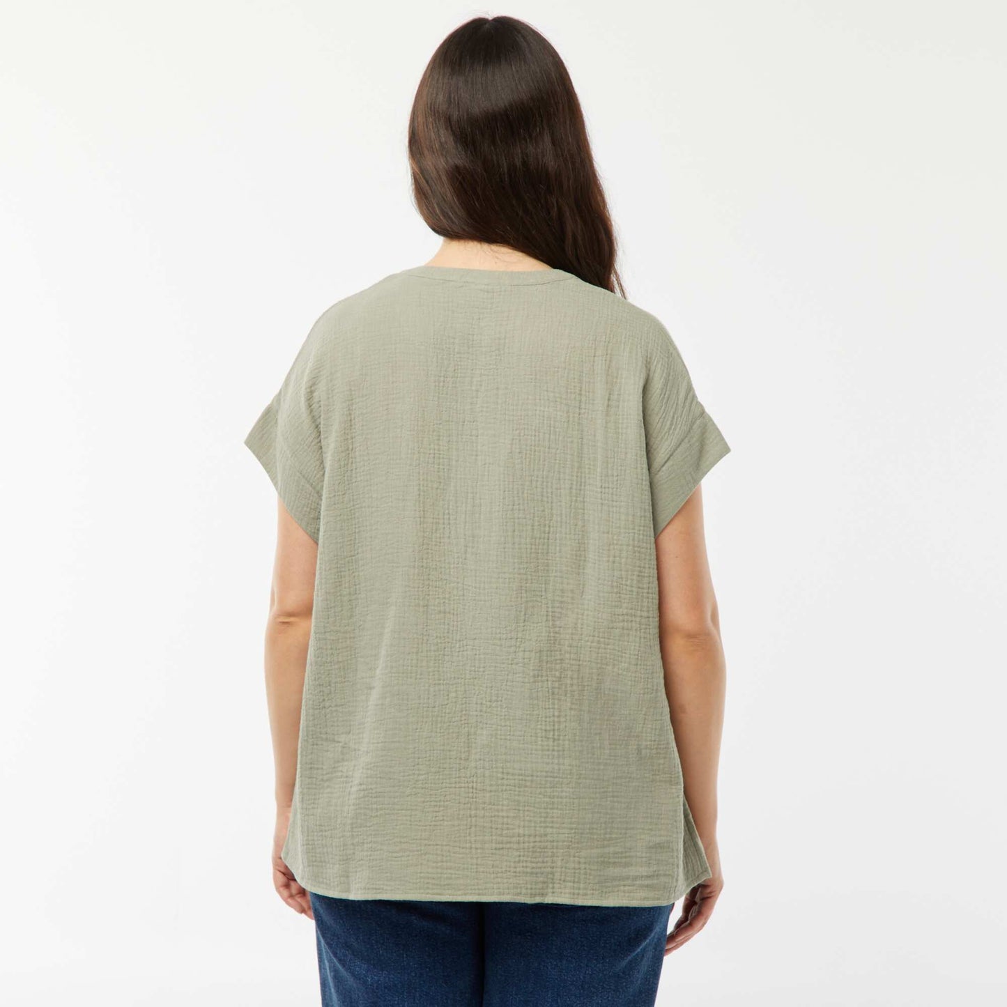 Double cotton gauze blouse GREEN