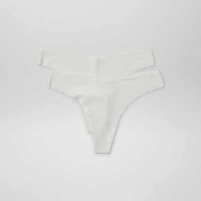 2 ცალიანი შეფუთვა უწყვეტი მიკრობოჭკოვანი წყვილი ტანგა-ტრუსი ტრუსები თეთრი