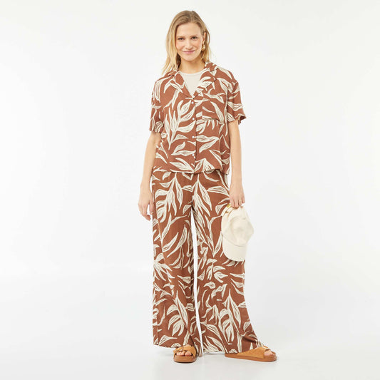 Crêpe wide-leg trousers BROWN