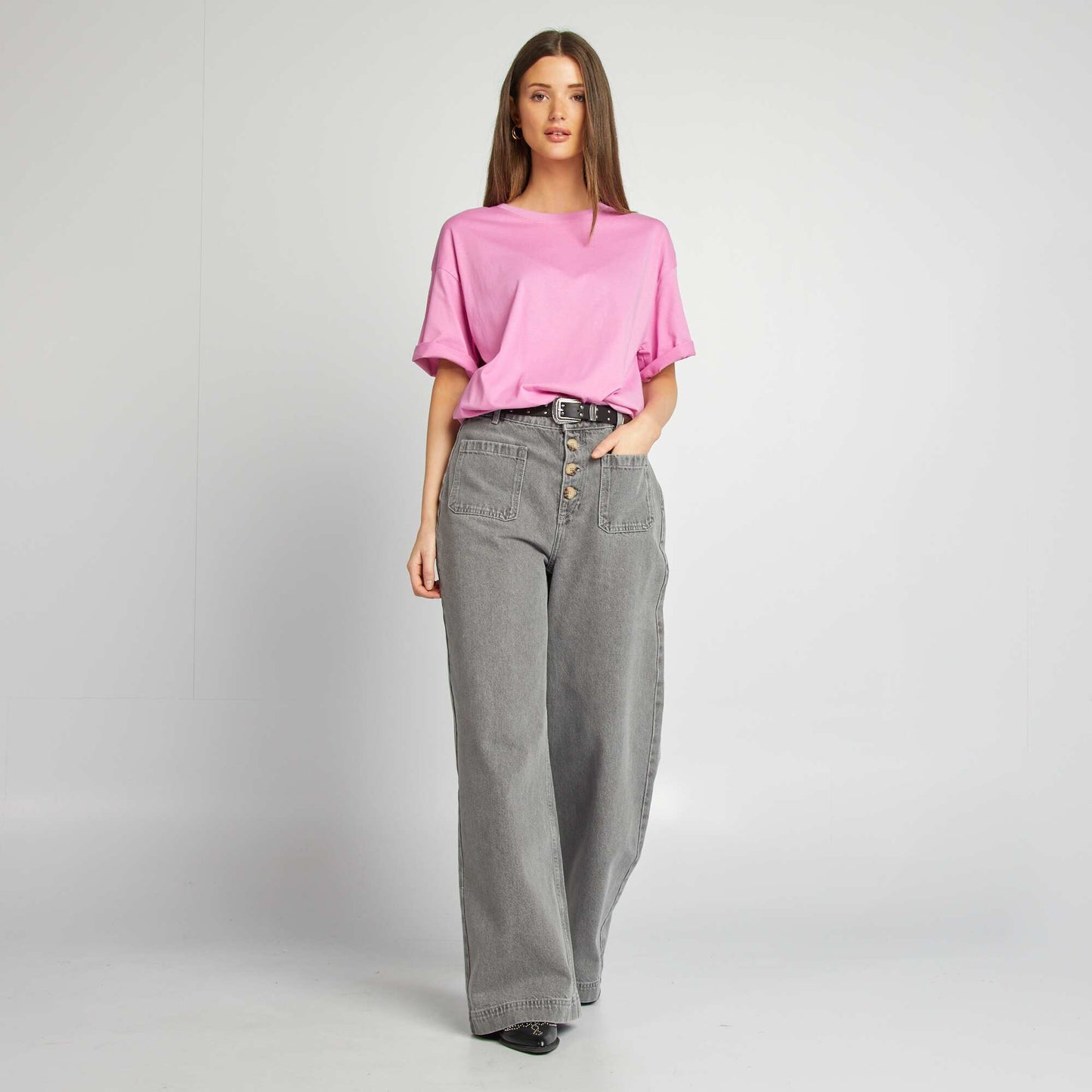 Plain oversized short-sleeved T-shirt PINK