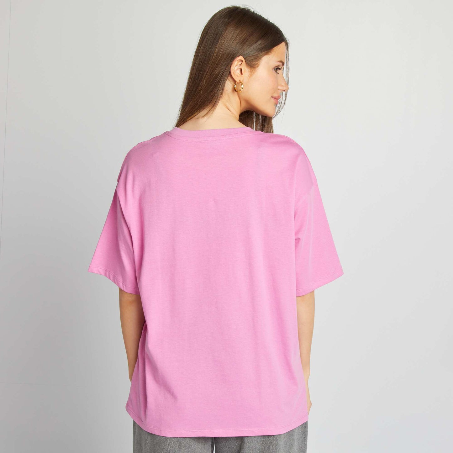 Plain oversized short-sleeved T-shirt PINK