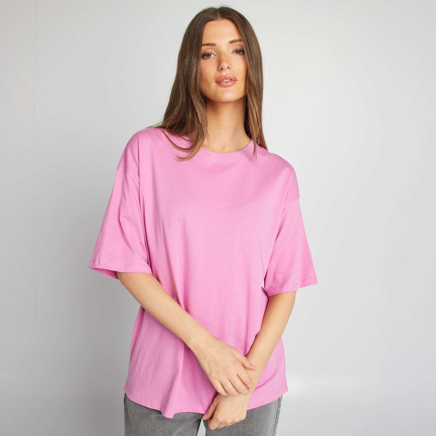 Plain oversized short-sleeved T-shirt PINK