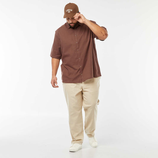 Regular linen-blend chinos BEIGE