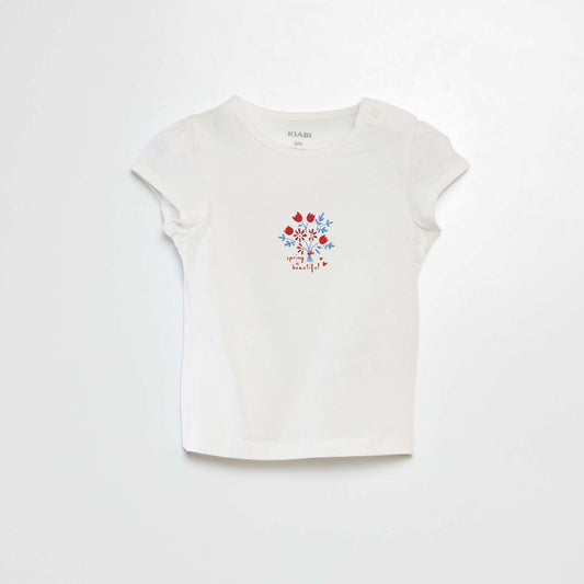 Printed cotton T-shirt WHITE