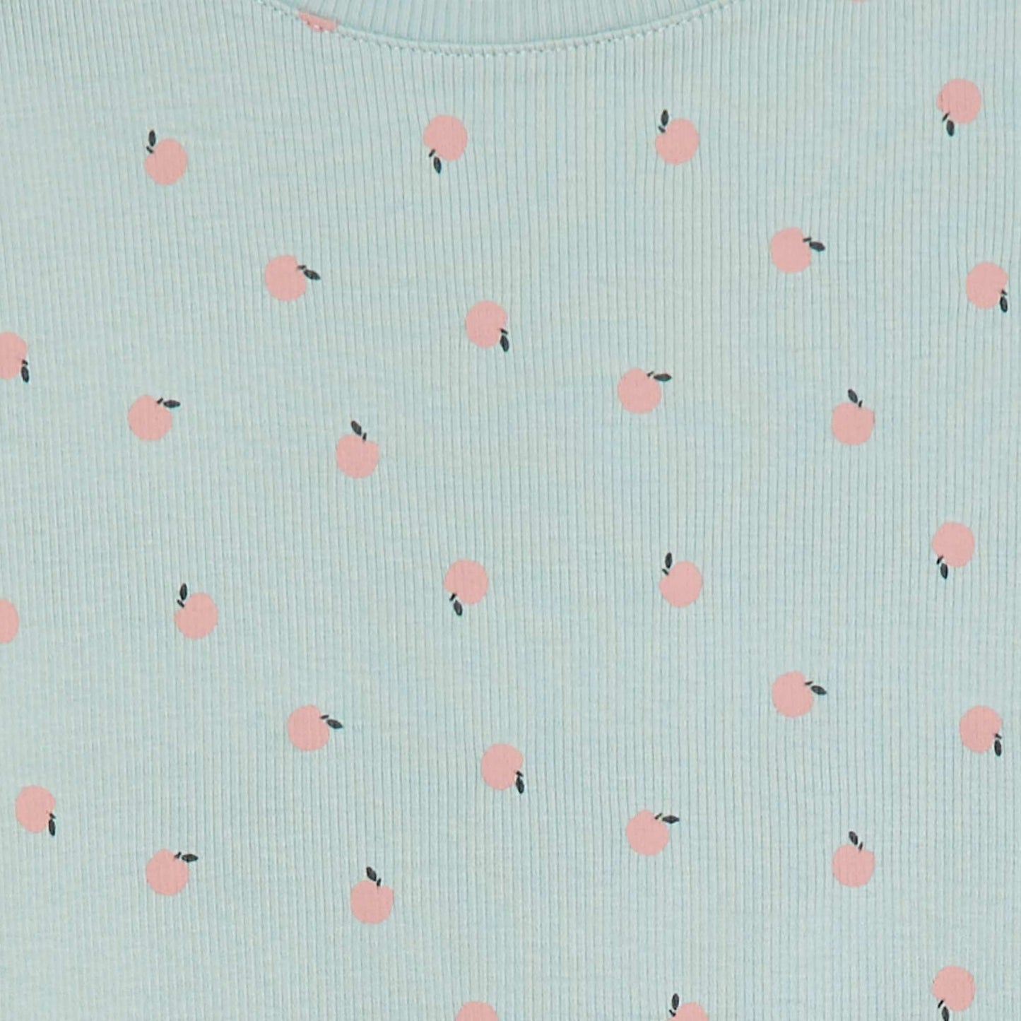 Patterned ribbed T-shirt with scalloped trim GREEN