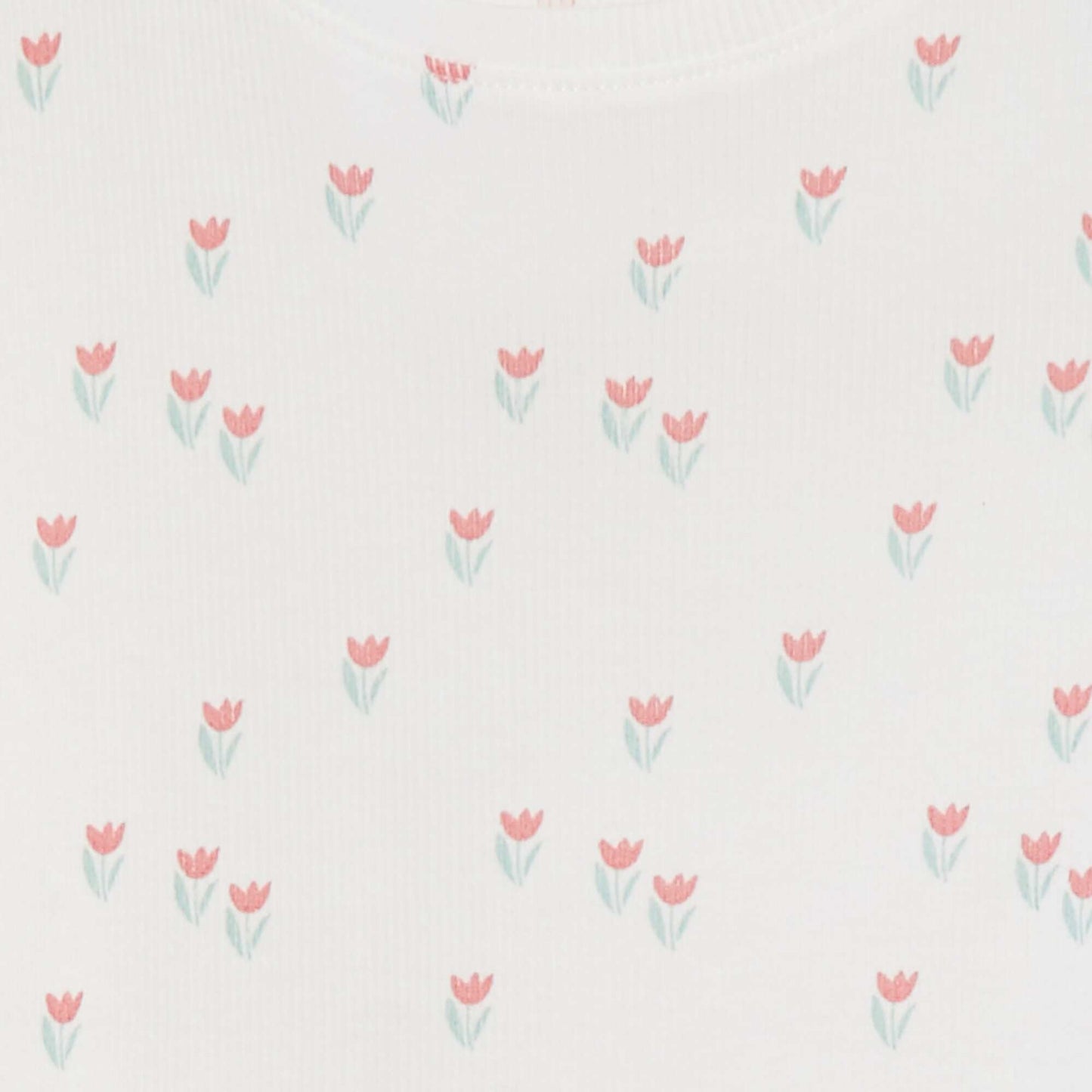 Patterned ribbed T-shirt with scalloped trim WHITE