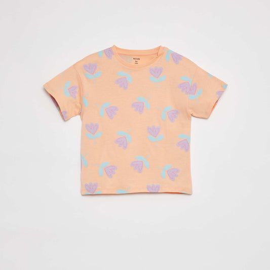 Short-sleeved printed T-shirt ORANGE