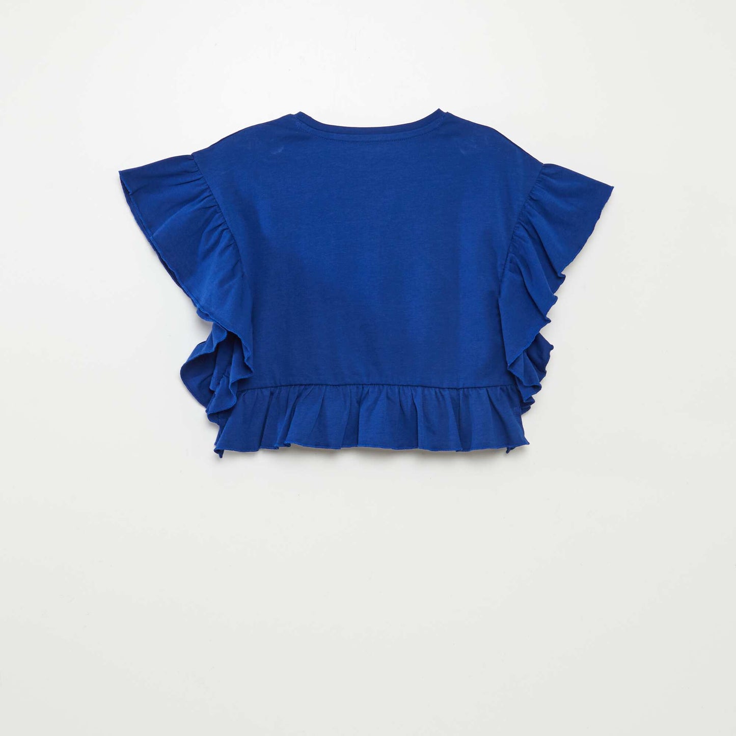 Printed ruffled T-shirt BLUE