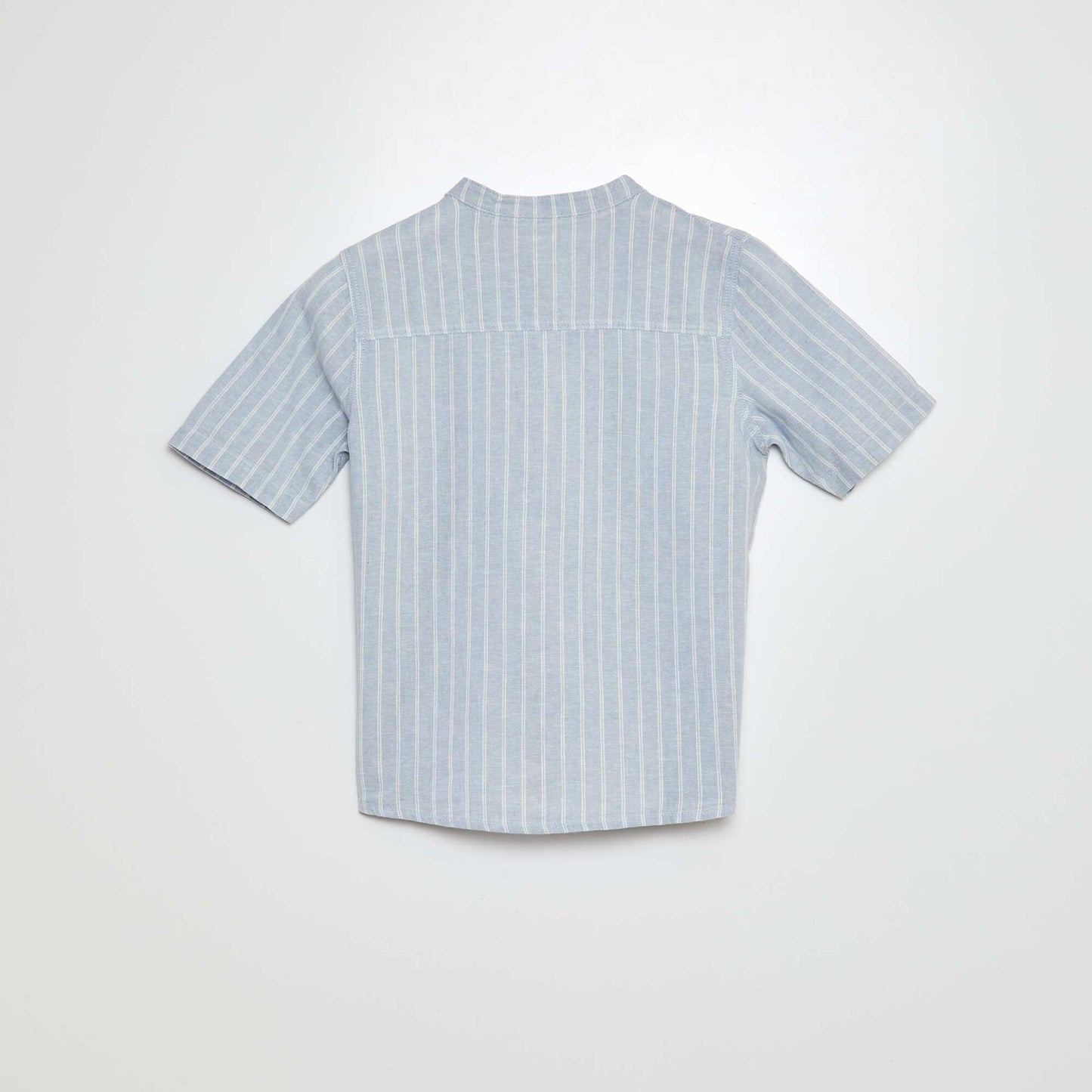 Shirt with mandarin collar and short sleeves BLUE