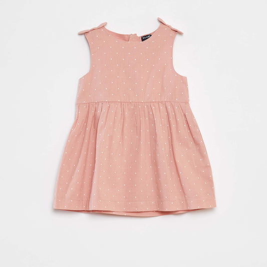 Sleeveless cotton voile dress PINK