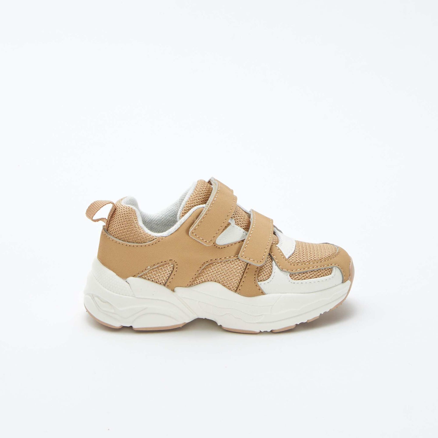 Mesh and faux leather trainers WHITE