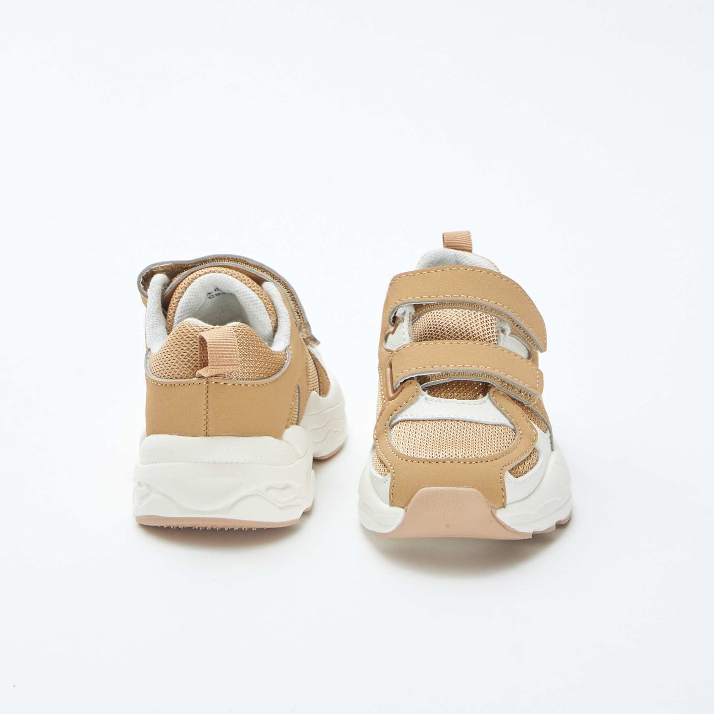 Mesh and faux leather trainers WHITE